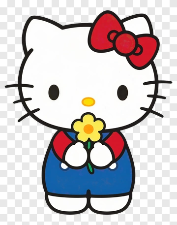 Hello Kitty Holding A Yellow Flower PNG