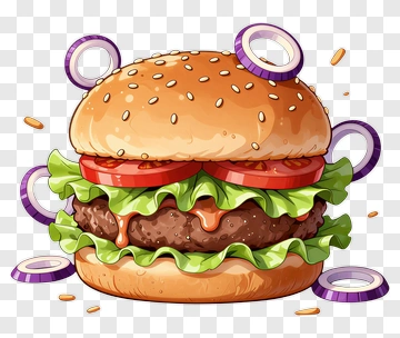 Delicious Cartoon Hamburger PNG