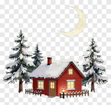 Red House Under Moonlight PNG