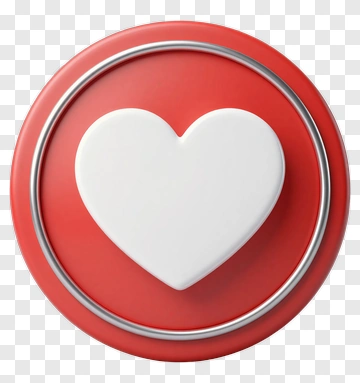 Red Heart Button With Silver Ring PNG