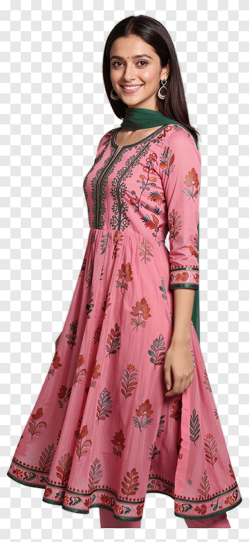 Woman In Pink Traditional Dress PNG