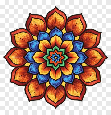 Colorful Mandala Flower Pattern PNG