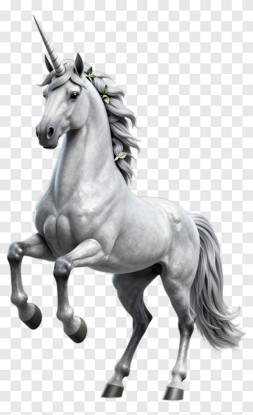 White Unicorn With Horn And Mane PNG