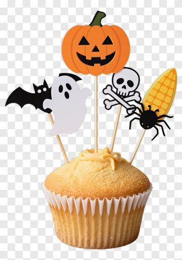 Halloween Cupcake With Decorations PNG