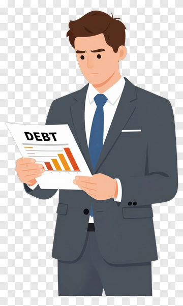 Businessman Reviewing Debt Report PNG