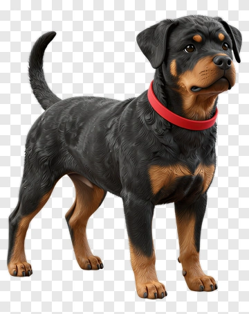 Rottweiler With Red Collar PNG