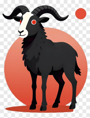 Black Goat With Red Eyes PNG