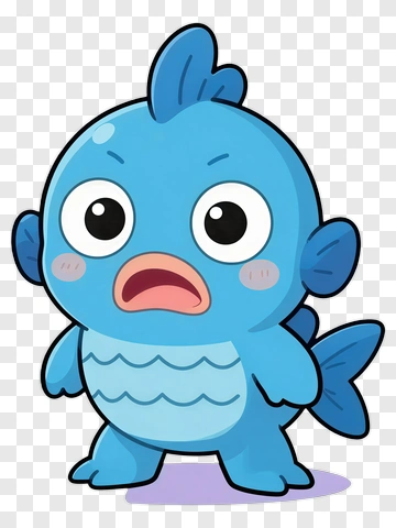Blue Fish Character PNG