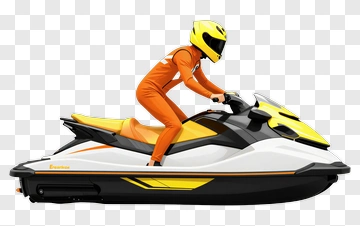 Water Scooter Rider In Orange Suit PNG
