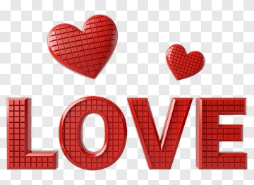 Red Love Text With Heart PNG