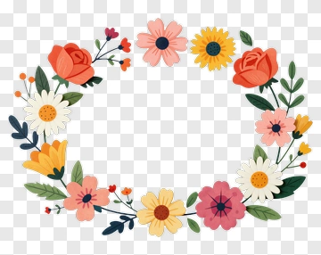 Paper Cutout Flower Wreath PNG
