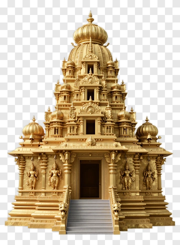 Golden Temple With Statues And Staircase PNG