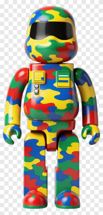 Colorful Camouflage Robot Toy PNG