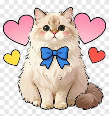 Cute Cat With Blue Bowtie PNG