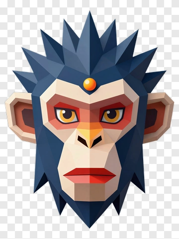 Low Poly Monkey Character PNG