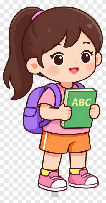 Happy Girl Holding ABC Book PNG