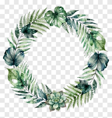 Leaf Wreath With Succulent Center PNG