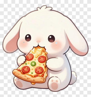 Cute Rabbit Eating Pizza PNG