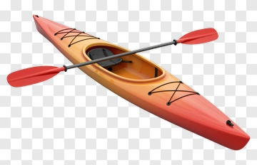 Red And Orange Kayak With Paddle PNG