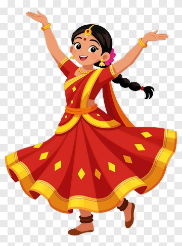 Joyful Girl Dancing In Traditional Indian Attire PNG