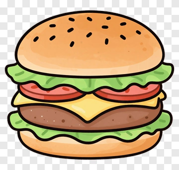 Delicious Cartoon Hamburger PNG