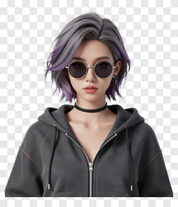 Woman In Sunglasses And Hoodie PNG