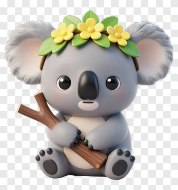 Cute Koala With Flower Crown PNG