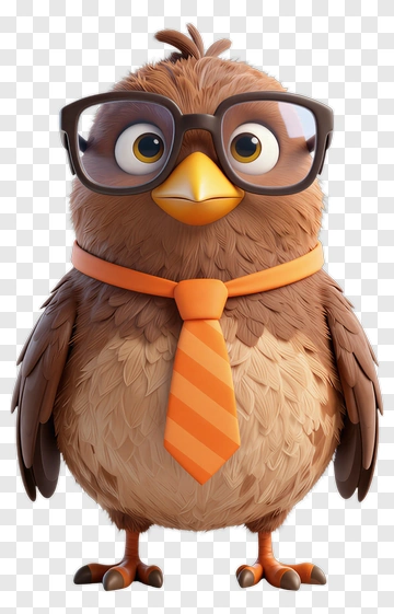 Cartoon Owl Wearing Glasses And Tie PNG