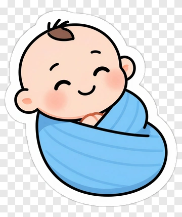 Cute Cartoon Baby Swaddled In Blue PNG