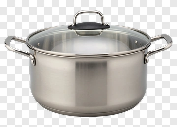 Stainless Steel Pot With Glass Lid PNG