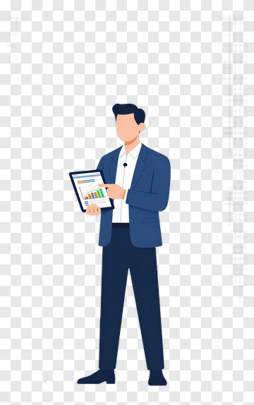 Businessman Analyzing Data On Tablet PNG