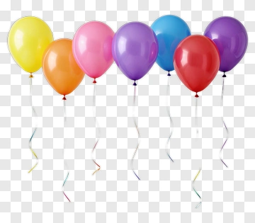 Colorful Balloons With Ribbons PNG