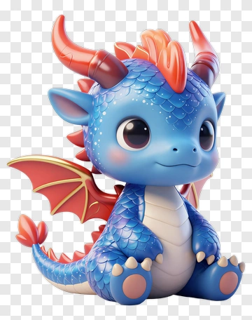 Cute Blue Dragon Toy PNG