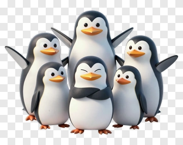 Cartoon Penguins Family PNG