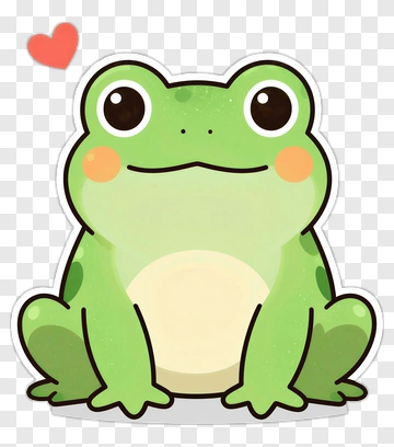 Cute Green Frog With Heart PNG
