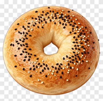 Golden Bagel With Sesame Seeds PNG