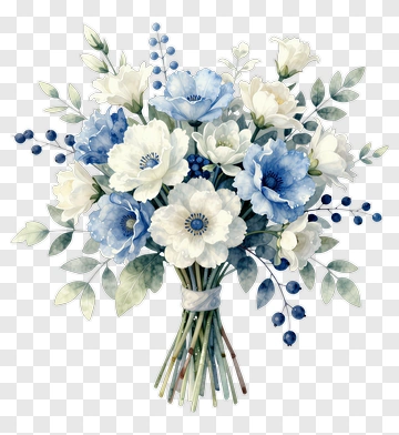 Blue And White Flower Bouquet PNG