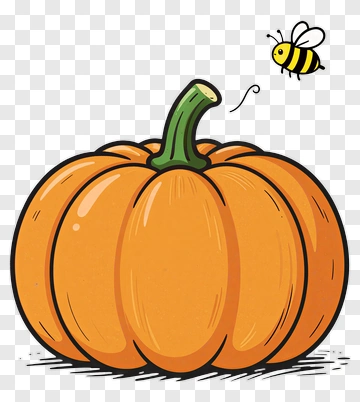 Pumpkin With Bee PNG