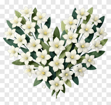 White Flower Heart Bouquet PNG