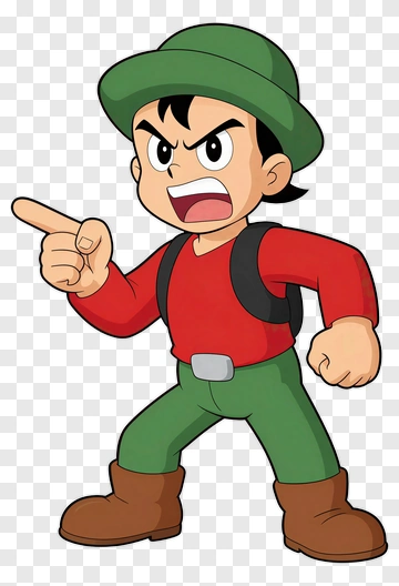 Anime Character Pointing Angry PNG