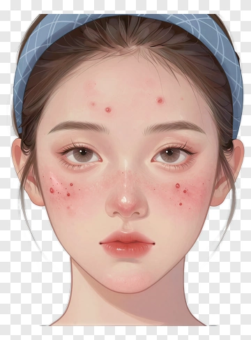 Portrait Of A Girl With Acne PNG