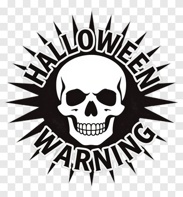 Halloween Warning Skull Logo PNG