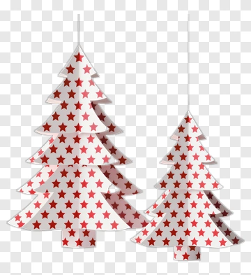Paper Christmas Trees With Star Pattern PNG