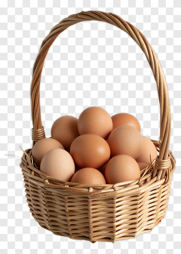 Wicker Basket With Brown Eggs PNG