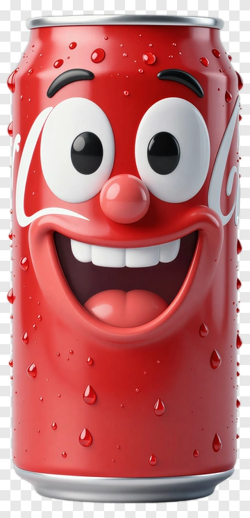 Coca-Cola Can With Cartoon Face PNG
