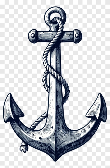 Hand Drawn Anchor With Rope PNG
