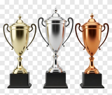 Three Trophies Gold Silver Bronze PNG