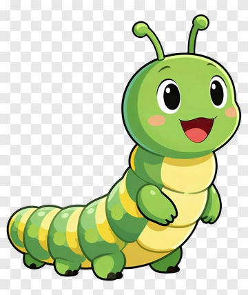 Cute Green Caterpillar PNG