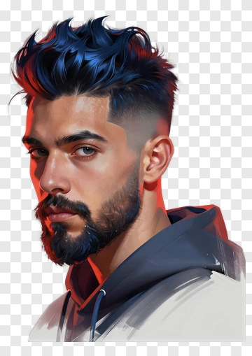 Man With Blue And Red Hair PNG