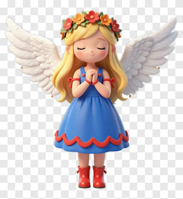 Praying Angel Girl With Flower Crown PNG